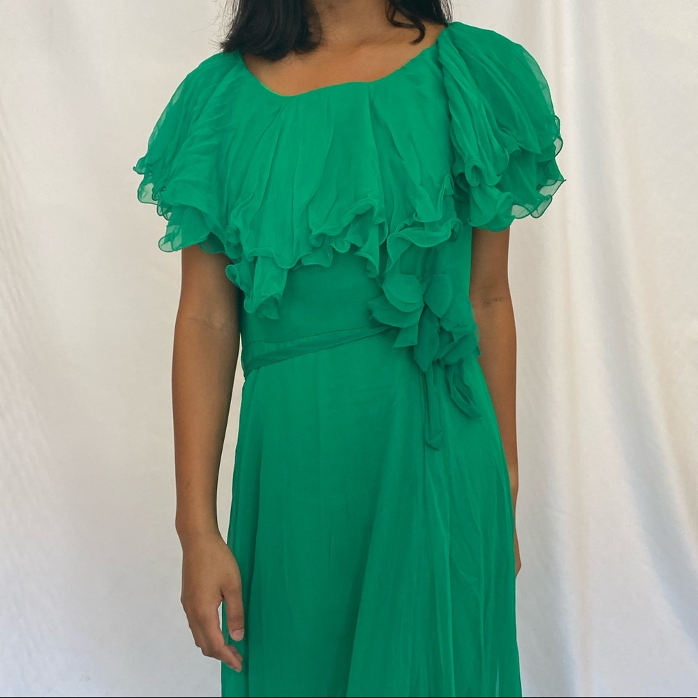1970s Lord & Taylor Green Gown